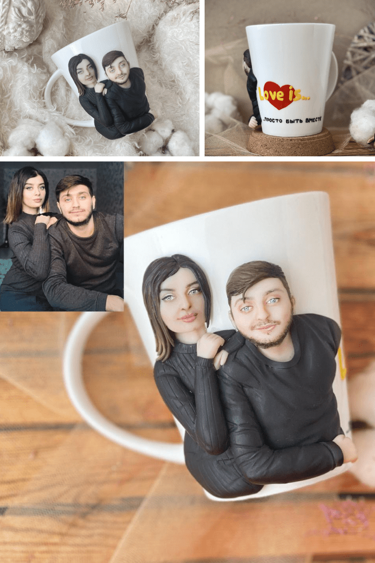 A cup with a unique design that you create. All that is required of you is a photo with your loved one.