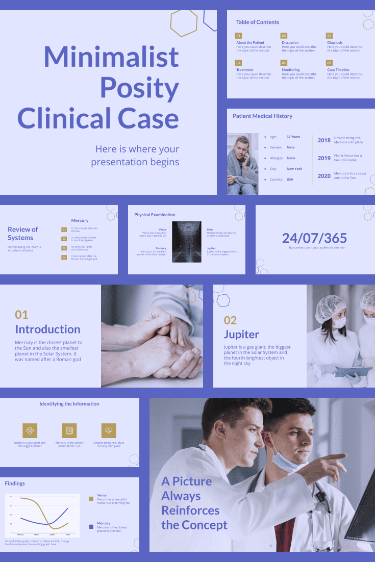 Purple blocks with gold text accents. Do you want to attract investment? Get in touch with the discovery of a new vaccine? This topic will help you get the message across.