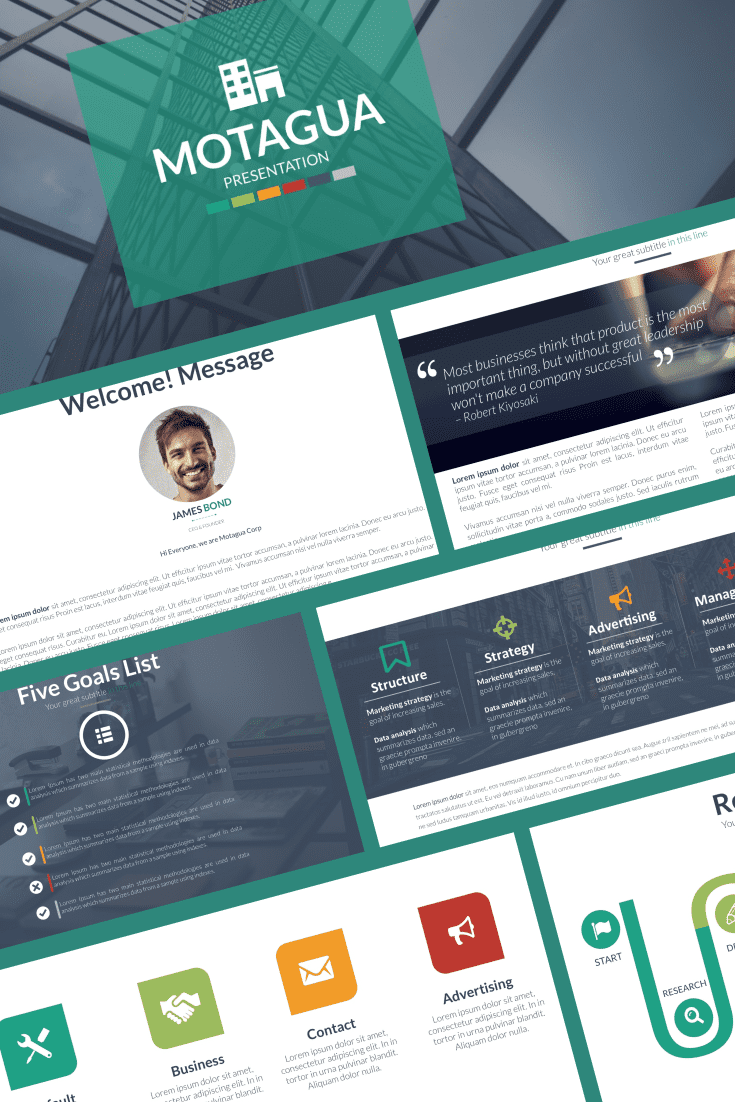 This template is a good option for a business report. The classic design and restraint of colors will not distract from the main idea-.