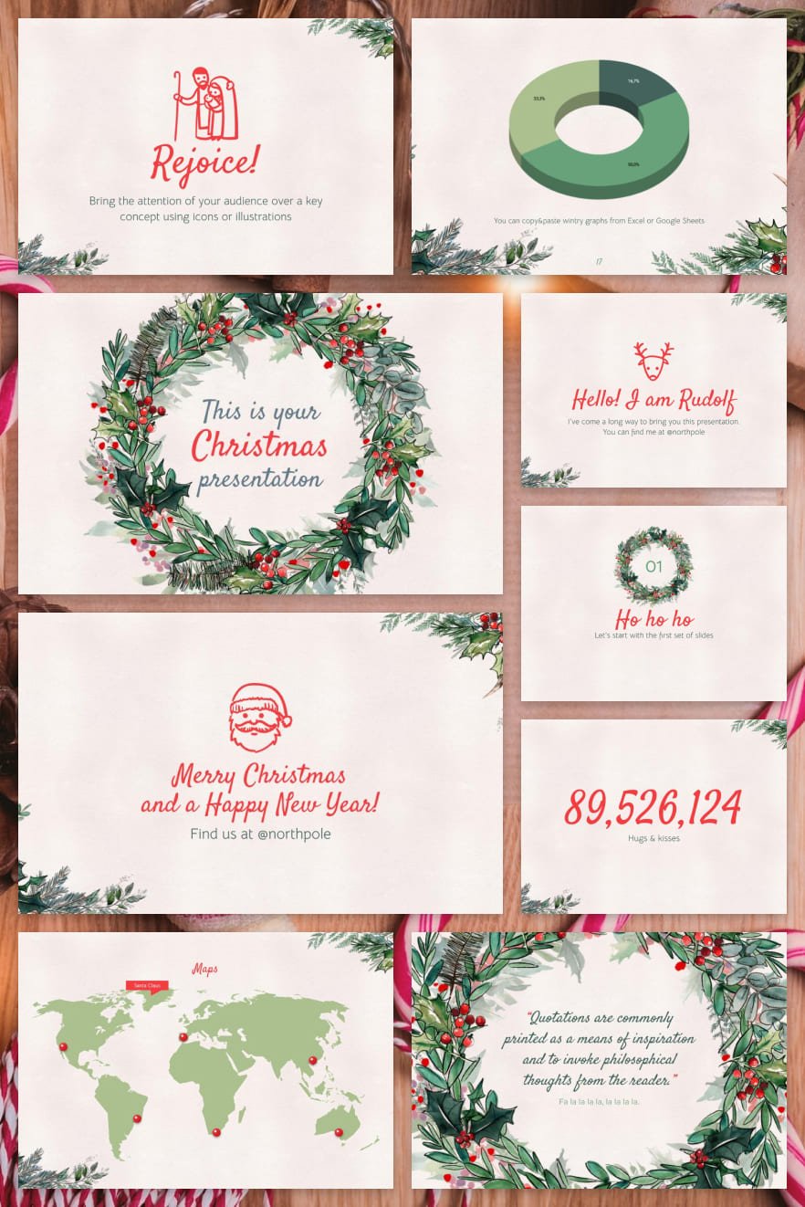 Everyone loves Christmas and this topic will be relevant even in the middle of summer. The coniferous shades of the template and the versatility of the design will be your path to succes.