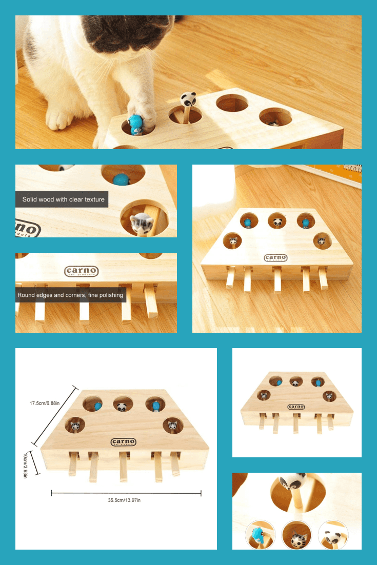 Wooden interactive toy for cats. It will be interesting for both cats and children.