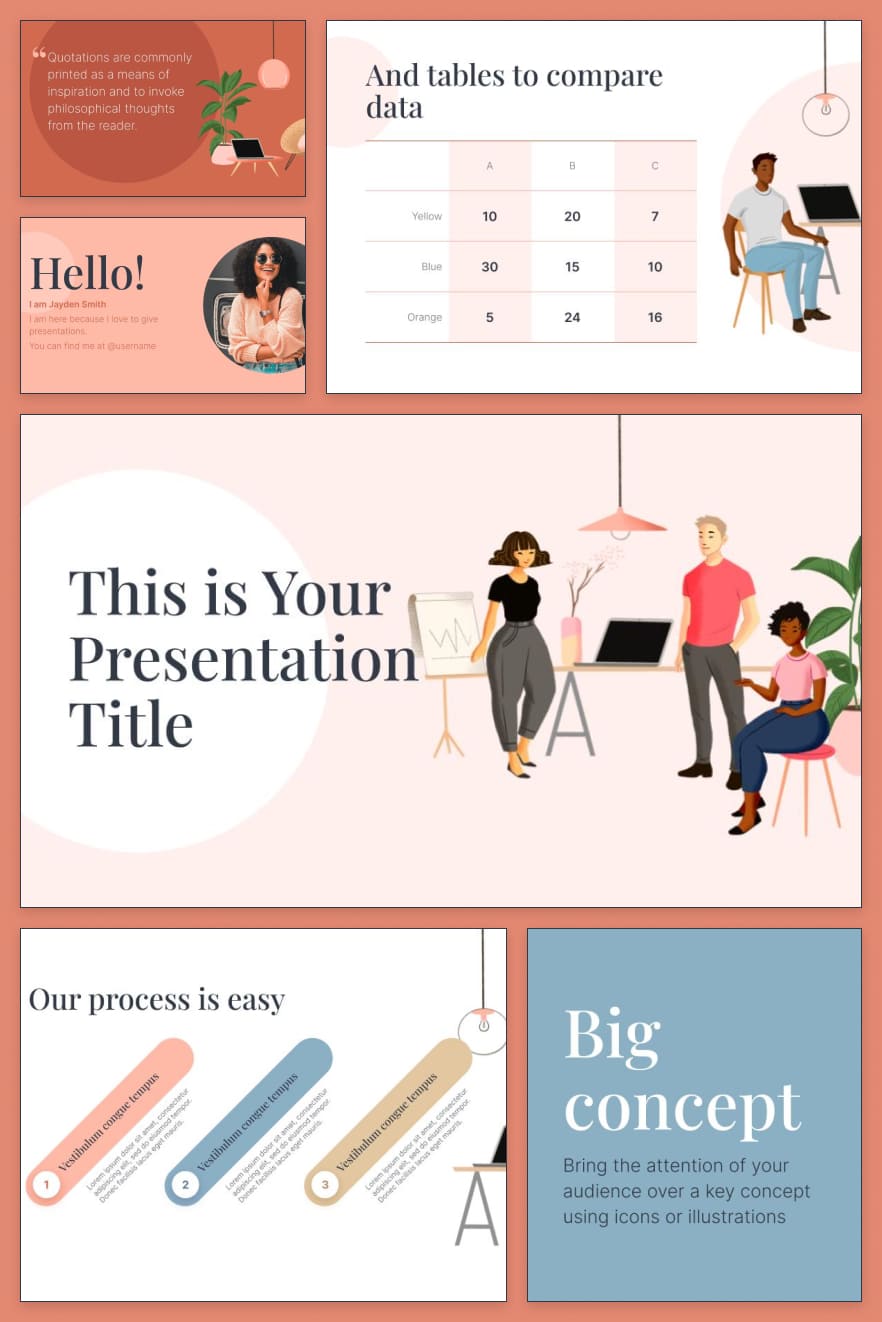 A palette of soft colors and pastels lends this template a subtle sophistication. Stylish design can be customized for yourself.