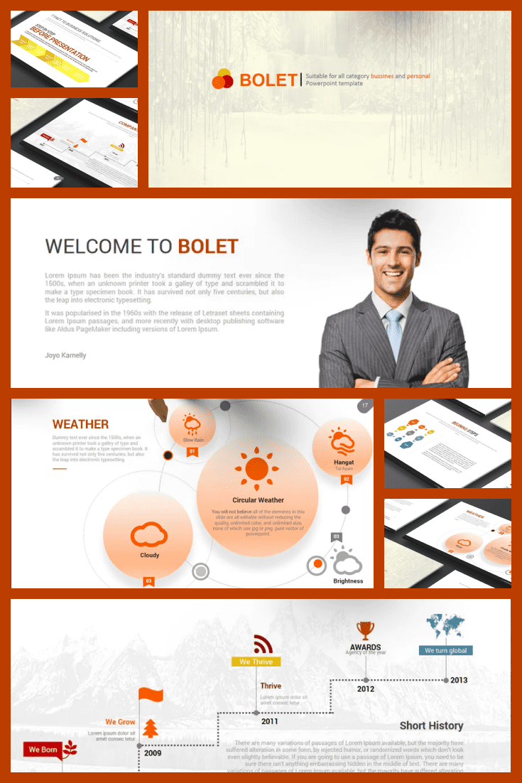 Real business template. Specific and precise. If you want a classic style presentation, then this theme is for you.