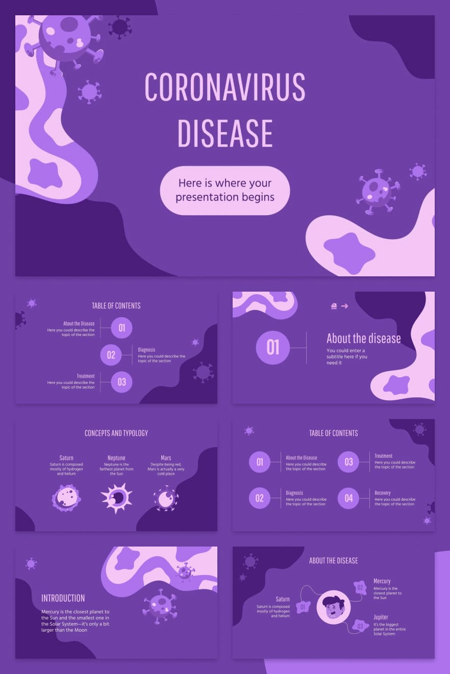 The presentation is done in a flashy purple color. Convenient and simple infographics will provide material in a simple and accessible way.