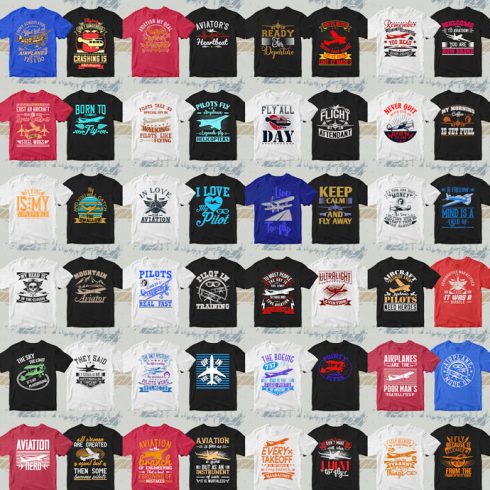 50 Editable Aviation T-Shirt Designs Bundle Ai, EPS, DXF, PNG, SVG ...