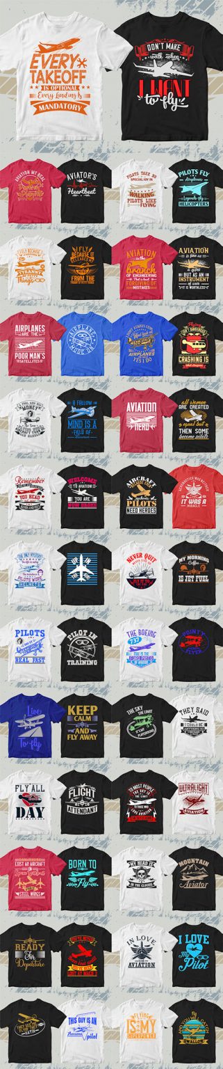50 Editable Aviation T-Shirt Designs Bundle Ai, EPS, DXF, PNG, SVG ...