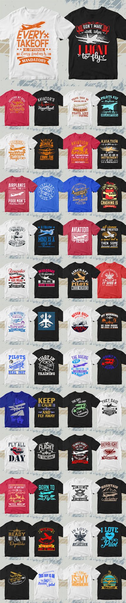 50 Editable Aviation T-Shirt Designs Bundle Ai, EPS, DXF, PNG, SVG ...