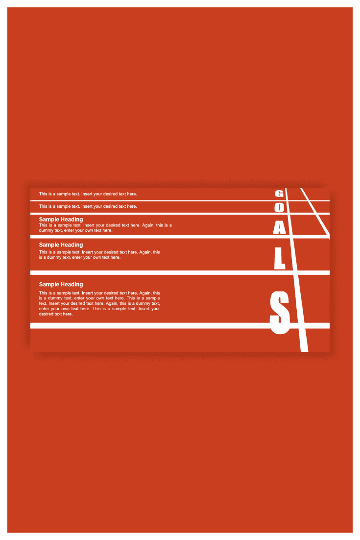 It is a presentation template featuring a running lane illustration and slide layout that can be used to present the goals using the metaphor of a running lane.