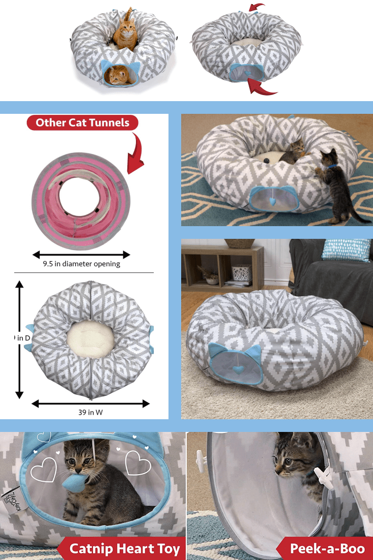 Special round play tunnel for your cat. It will be interesting for both kittens and adult cats.