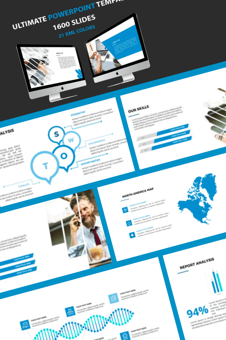 Blue-gray is a classic color combination. Flexible design makes it possible to adapt the template to your style. This theme won't make you a star, but it will help you get the message across in an easy way.