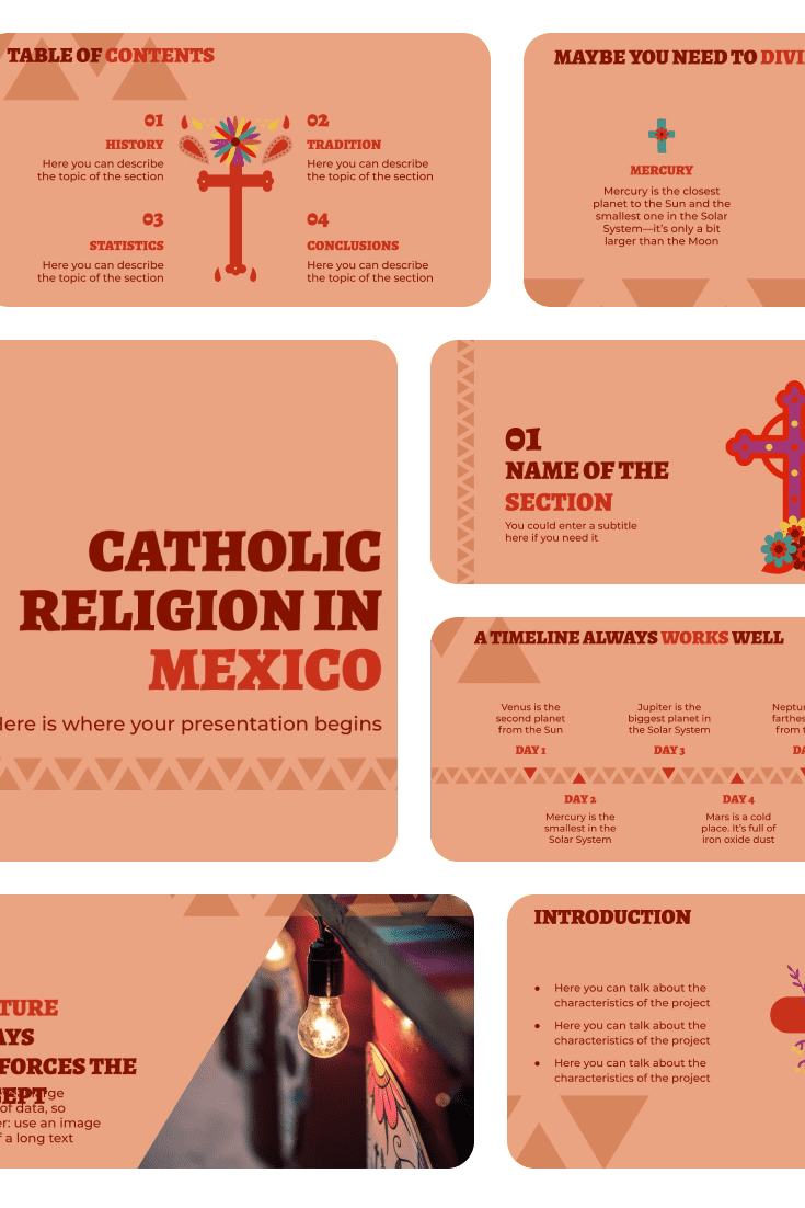 Catholic Religion in Mexico. Collage Image.