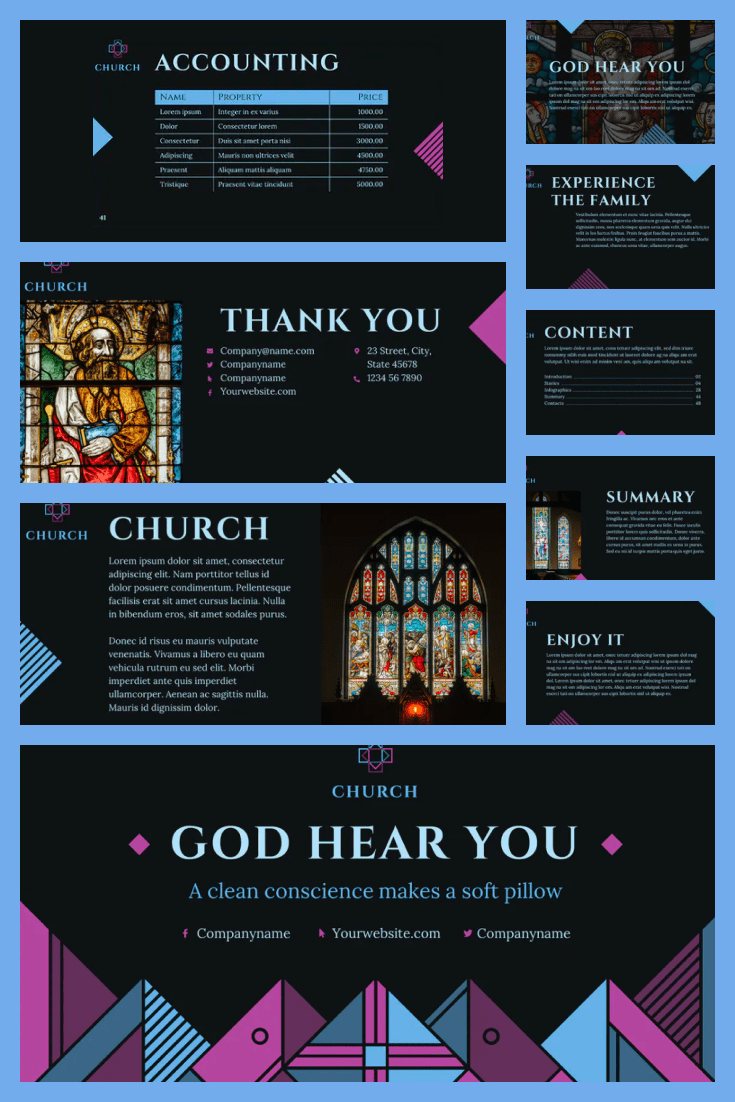Church PowerPoint Presentation. Collage Image.