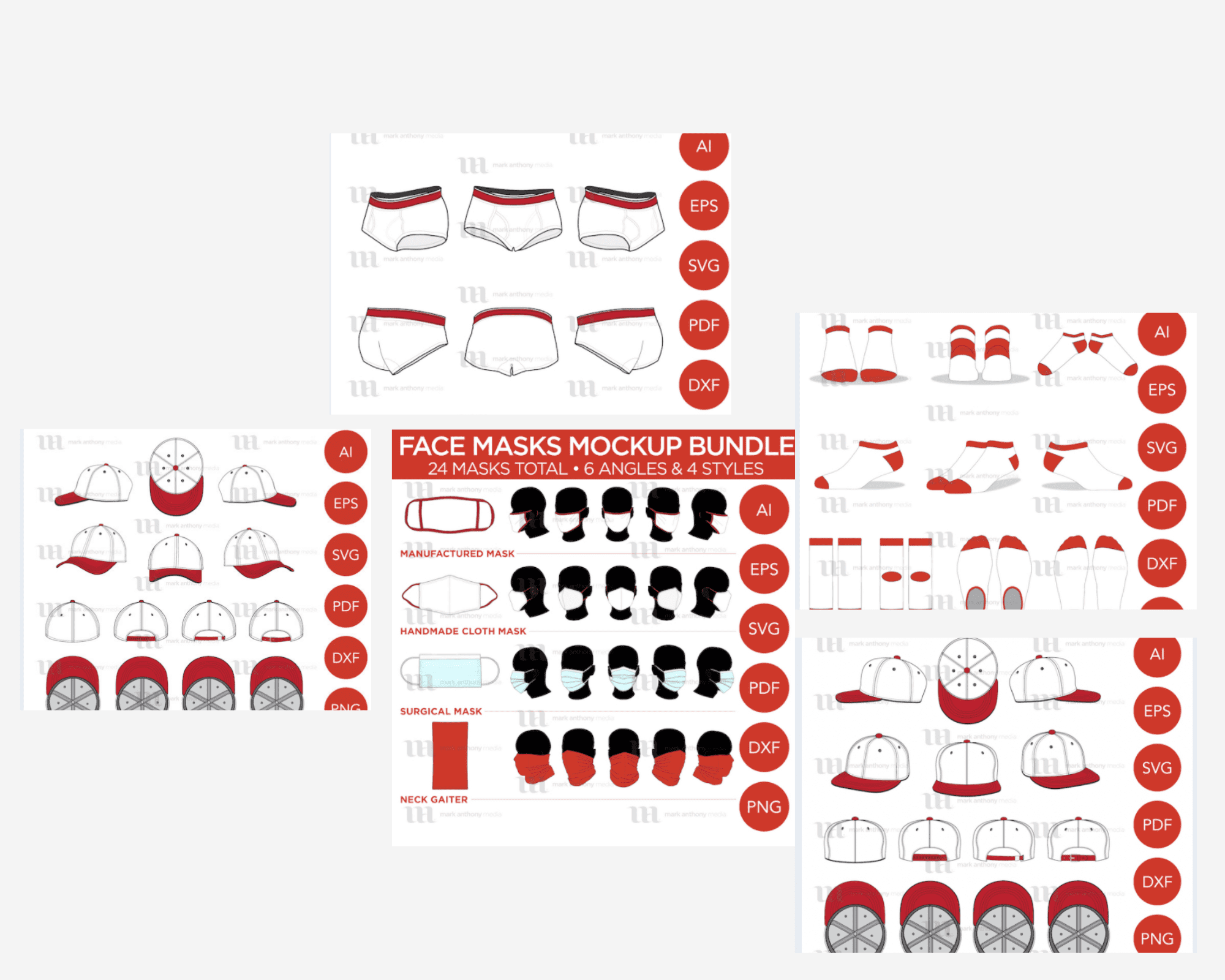 Boxer Briefs Mockup and Template 6 Angles, Layered, Detailed and Editable  Vector in Eps, Svg, Ai, Png, Dxf and Pdf -  Canada