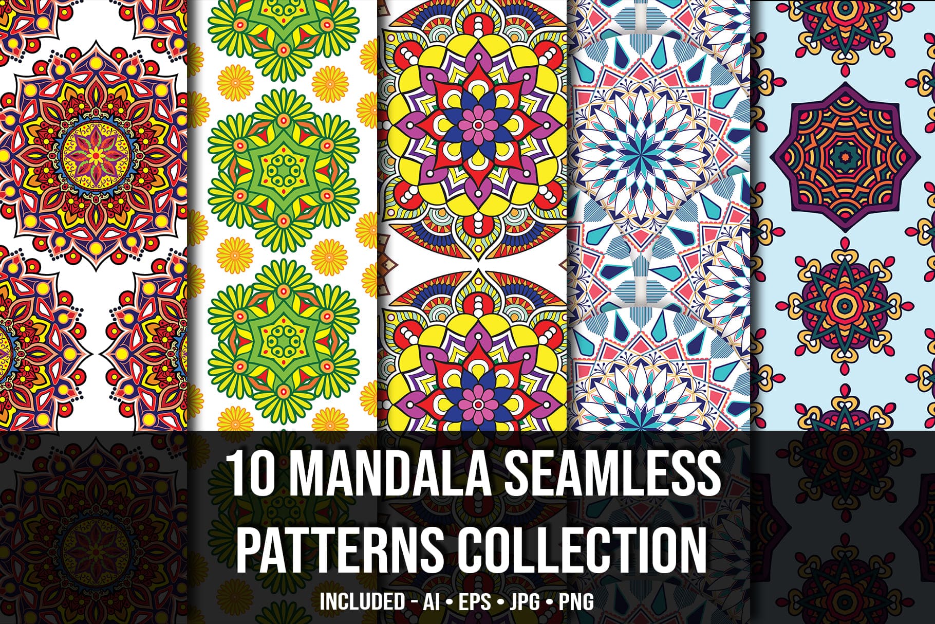 Main image.Mandala Seamless Patterns Collection.
