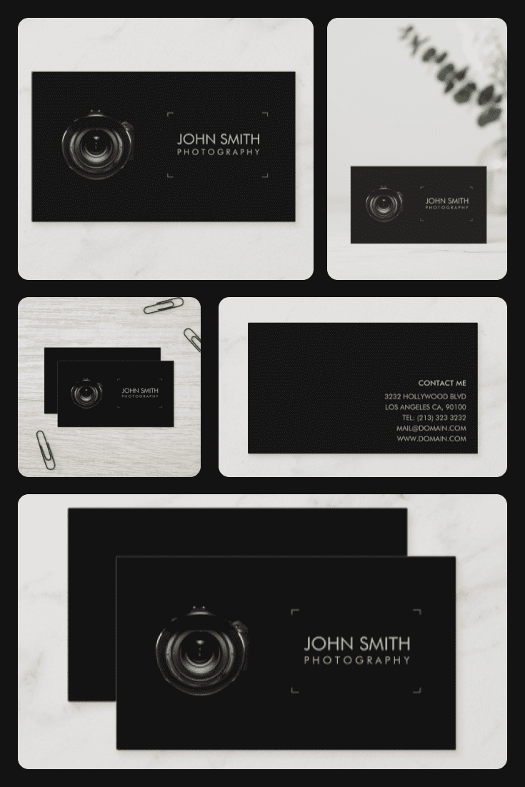 Black card on which only the camera lens is visible.
