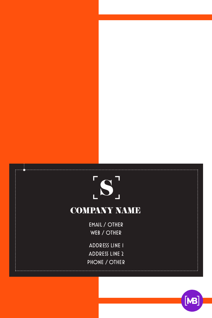 A laconic card that consists of 3 colors - black, white and orange.