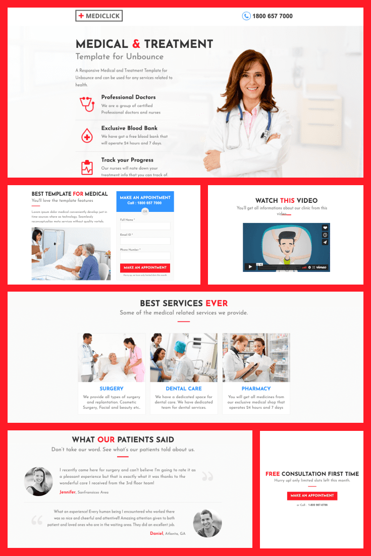 Bright template in white with a red border. A great option for medical topics.