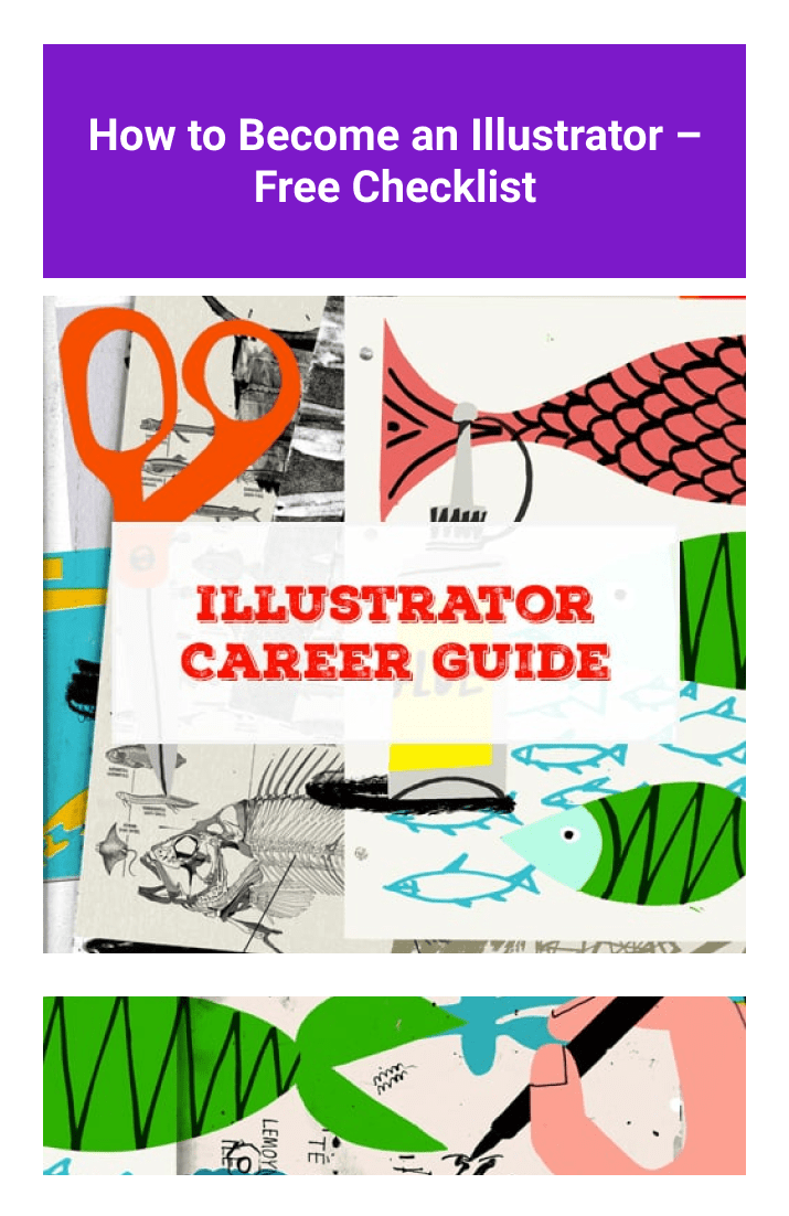 How to Become an Illustrator – Free Checklist. Cover Collage.