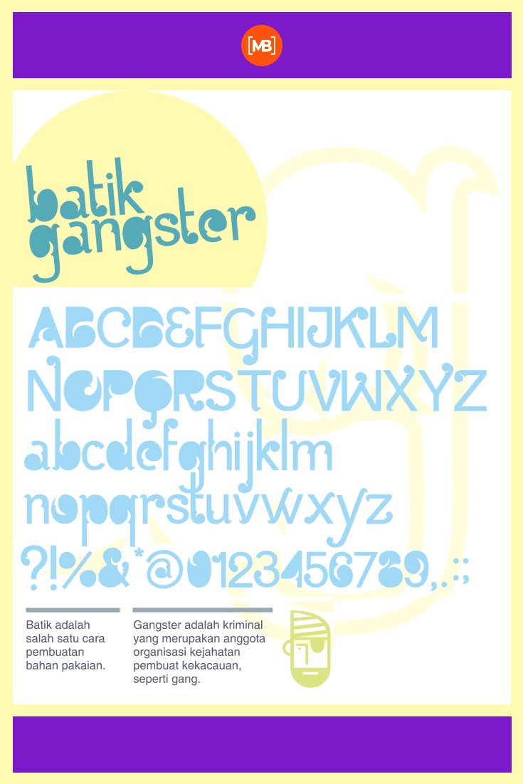 On a white background with yellow geometry gangster font. Gangster Fonts.