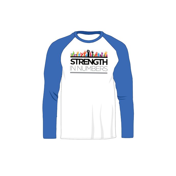 Blue raglan with white elements and with logo. Raglan Men's Long Sleeve Shir Vector Mockup. 