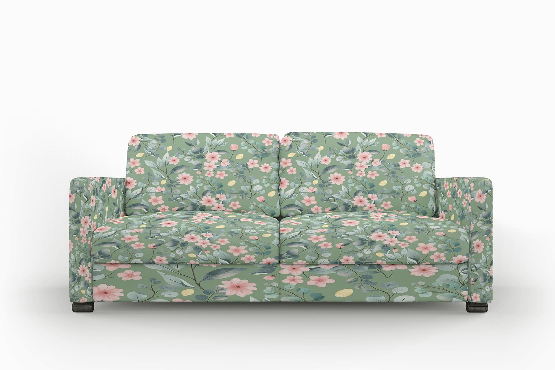 Classic sofa in floral green.
