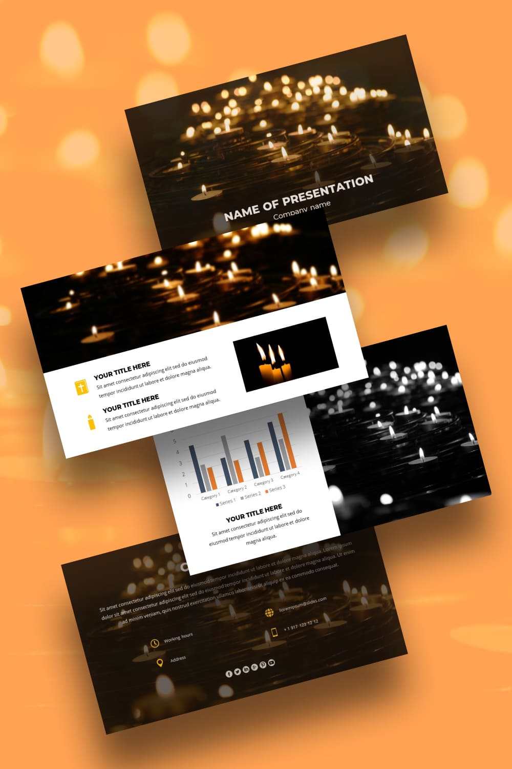 This is such a beautiful template. Candles reflect the inner fire of a person. This template will add warmth and comfort to your presentation.