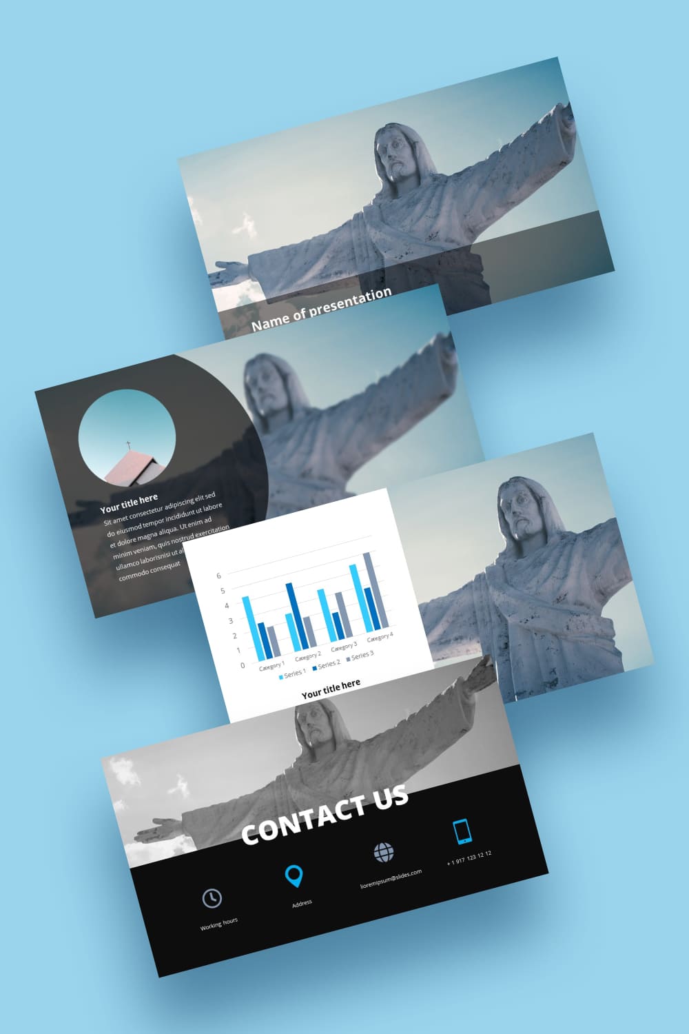  This template is similar to the statue of Christ the Redeemer in Rio. She is free and majestic. With this template, your presentation will take on new colors and meaning.