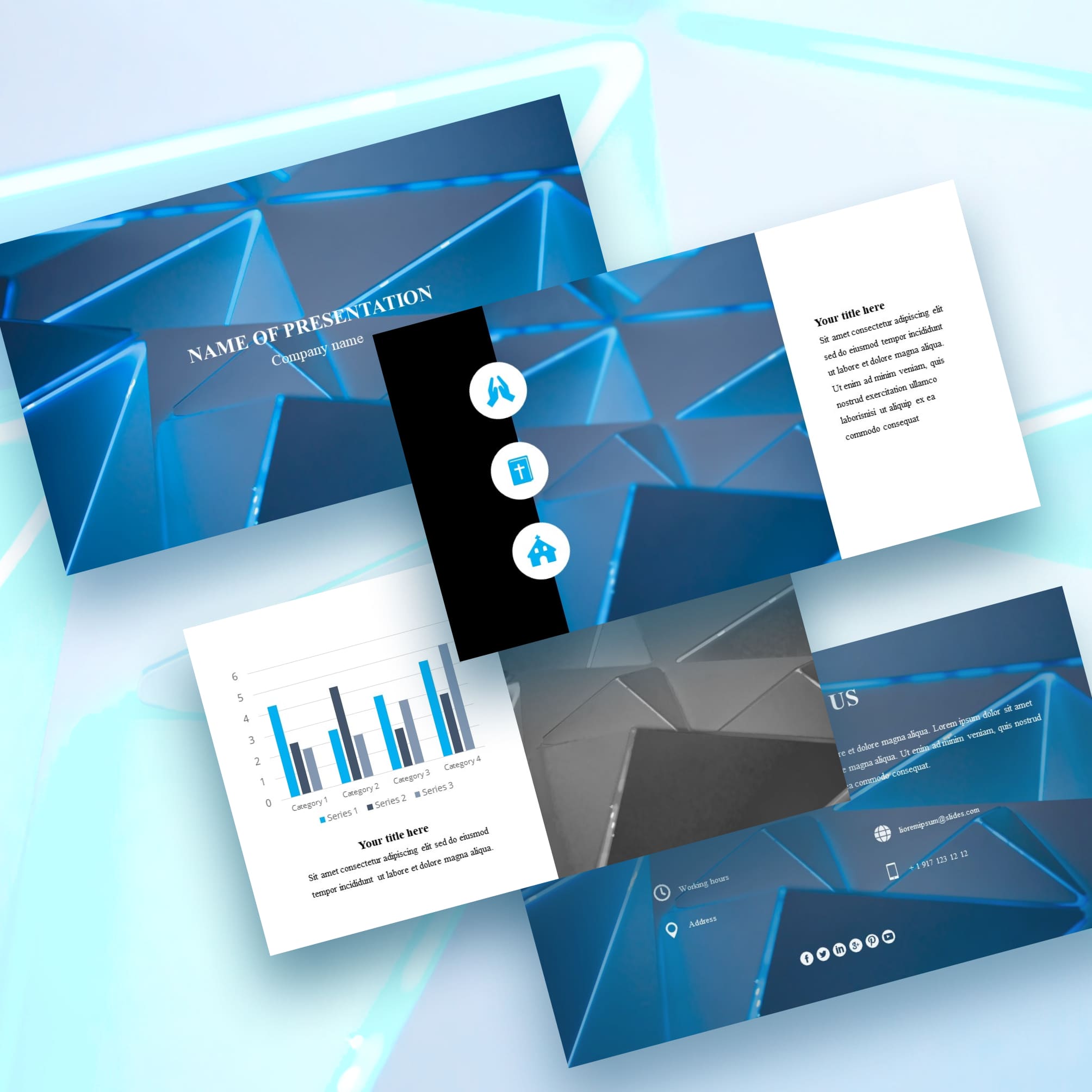 Abstraction - Free Worship Powerpoint Background Geometric Blue Cover.