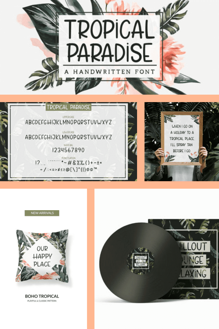 A tropical font with jungle elements and versatility.