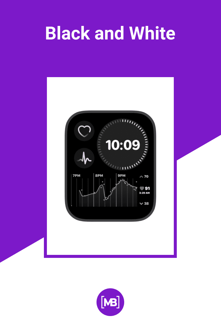 black and white apple watch face