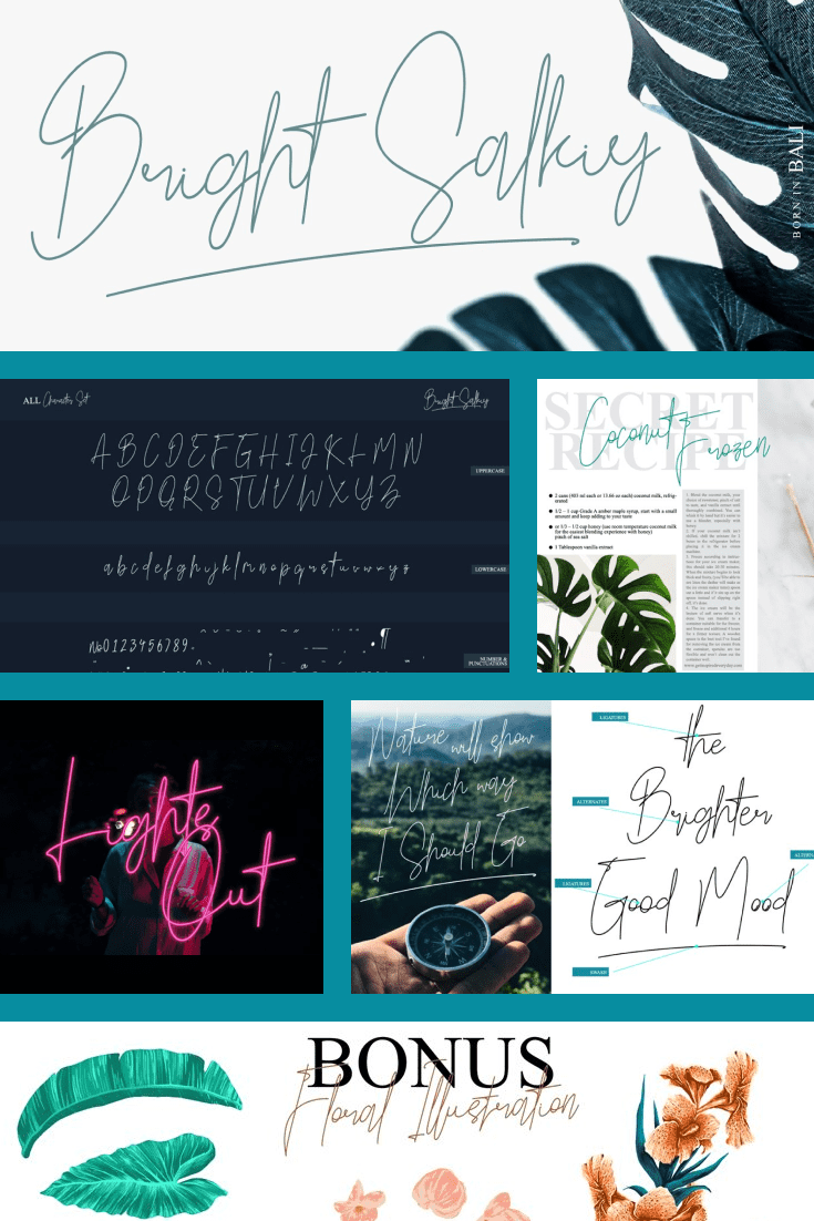 Deciduous, rich and floral font.