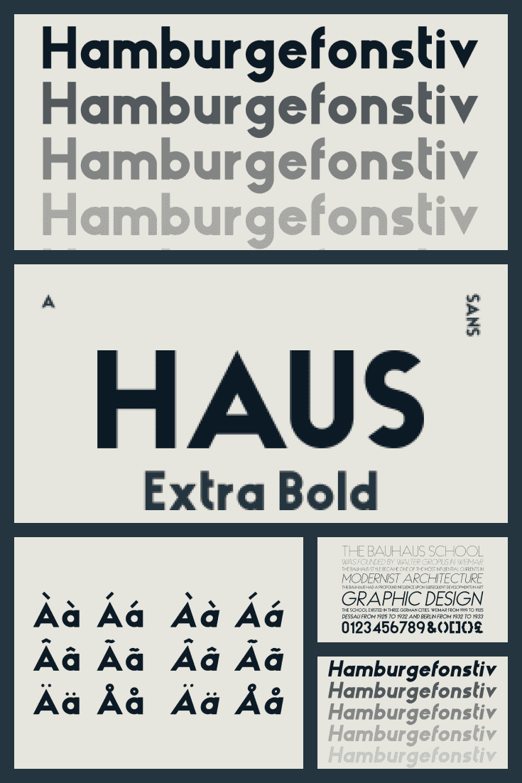 A typeface with cultural influences from Germany. Austere lines and simplicity of color underline its functionalism.