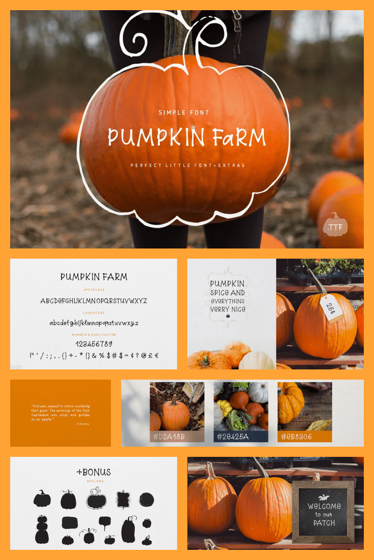 This is a pure pumpkin font. It will be a good choice for fall party or halloween.