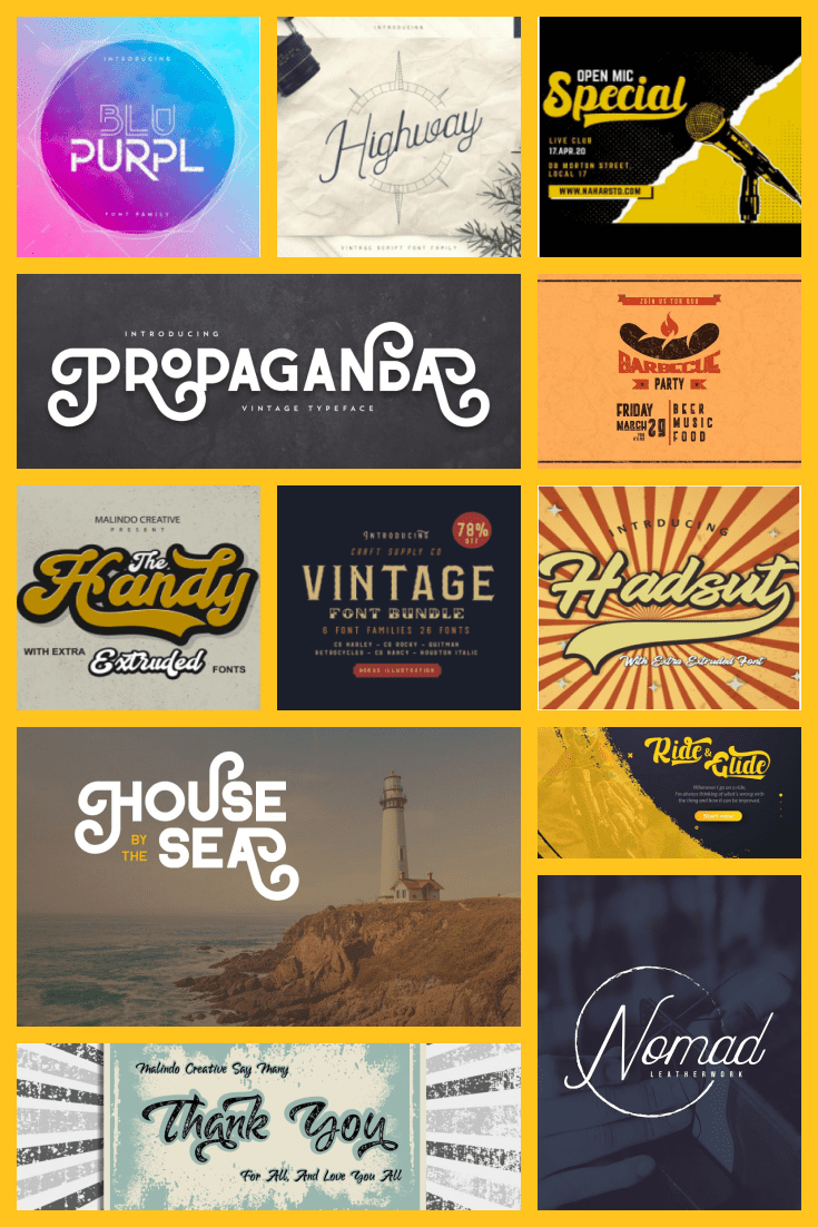 A collection of incredible fonts from different eras.