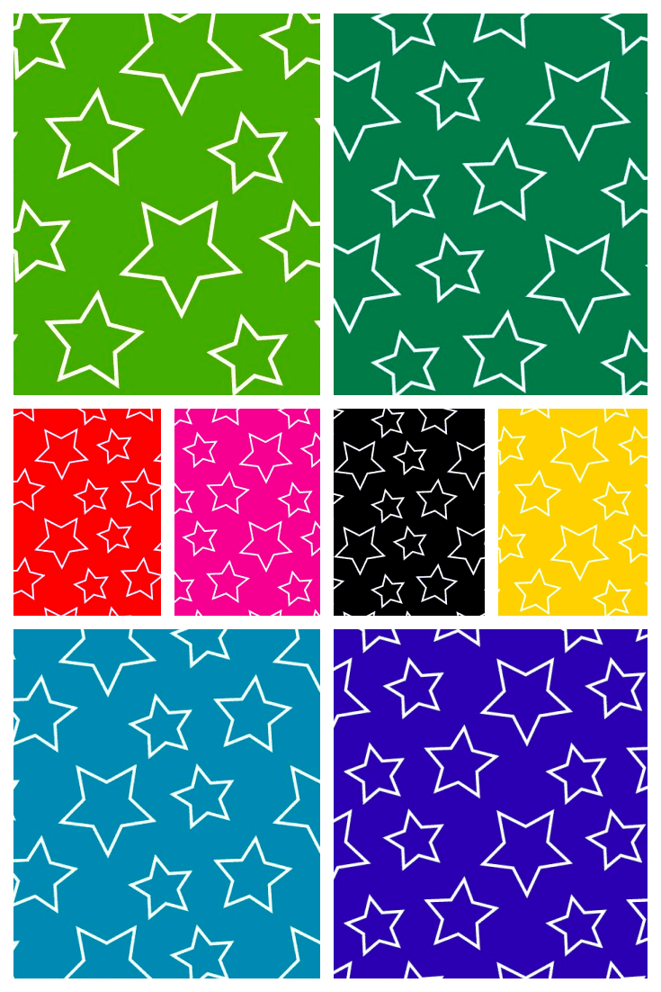 Stars for any color. A multi-colored background on which stars are displayed in white.