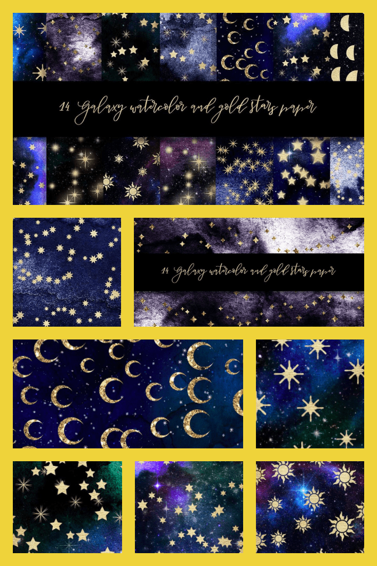 Dark night background with many moons and stars.