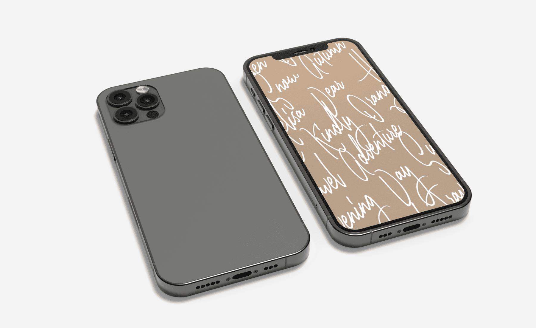 IPhone in a modern case. Handwritten Fonts Bundle.