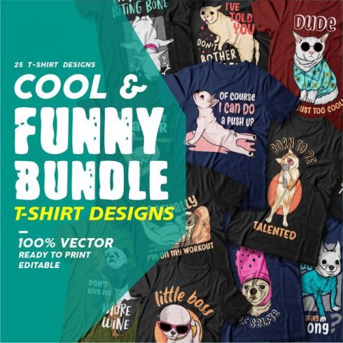 Cool and Funny Bundle T-shirts designs Example.