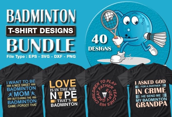 Badminton t-shirts design bundle.
