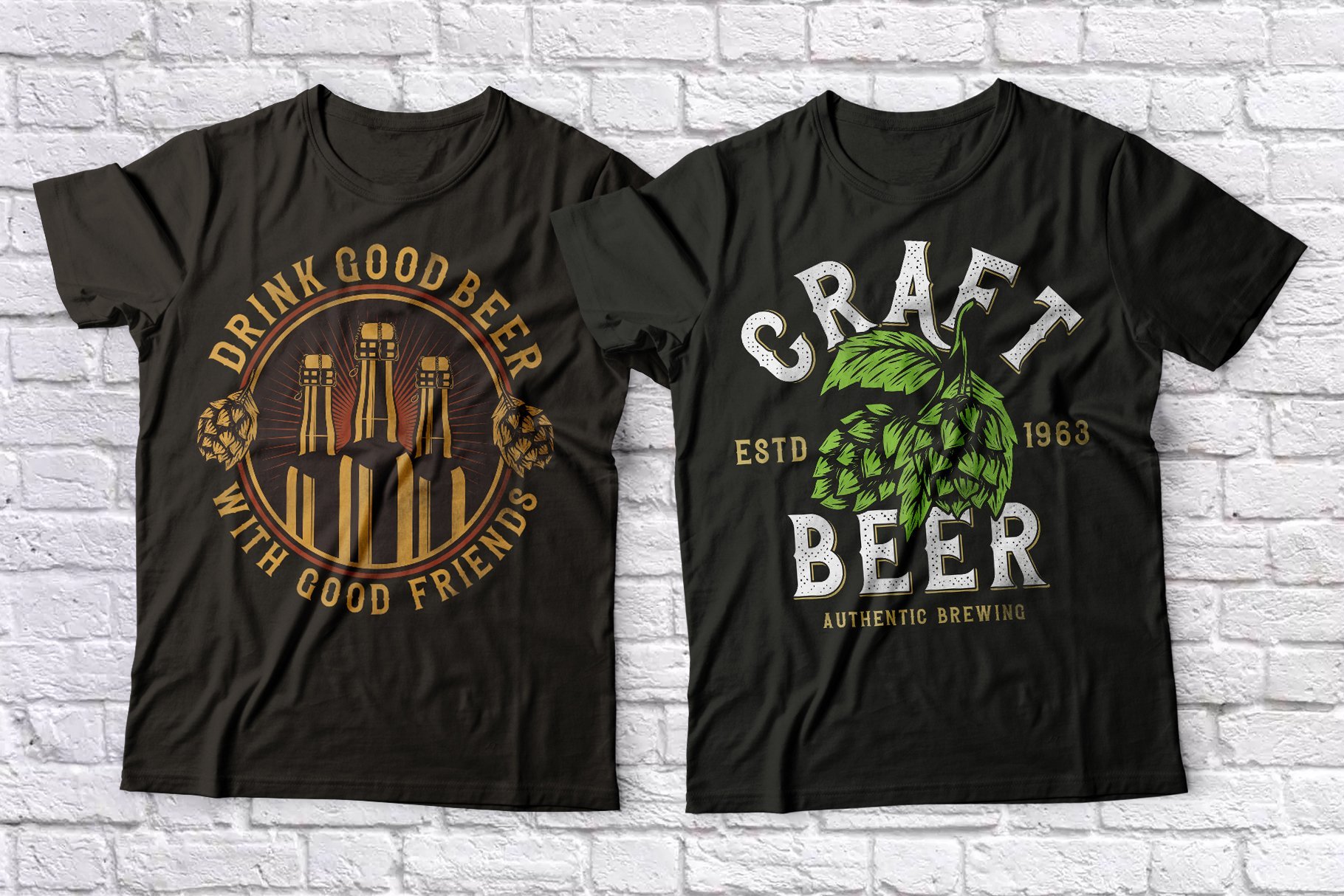 T-shirts with bottles of beer.