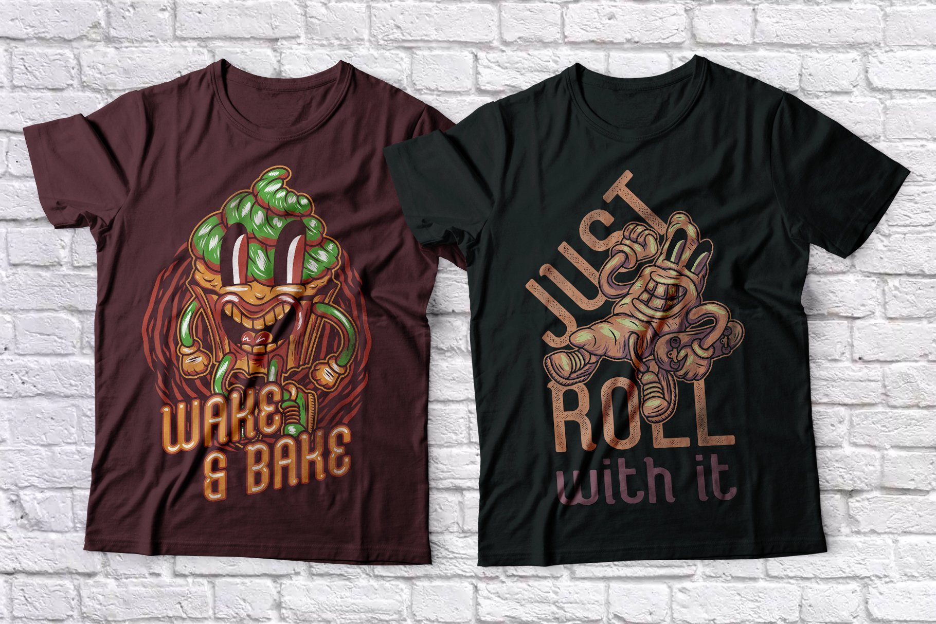 Brown and black zombie cupcake t-shirts.