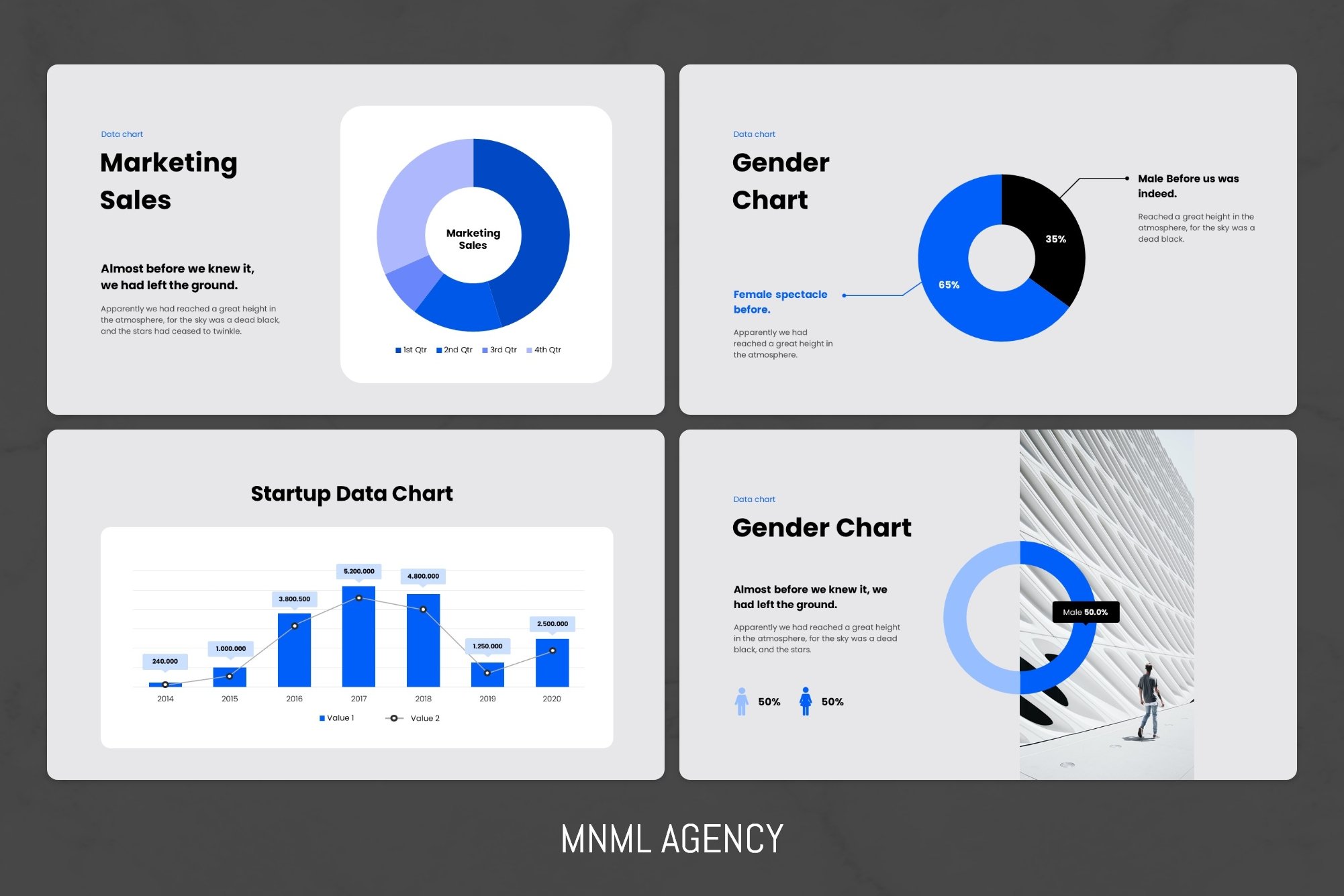 You can choose any type of chart and customize its color palette for yourself.