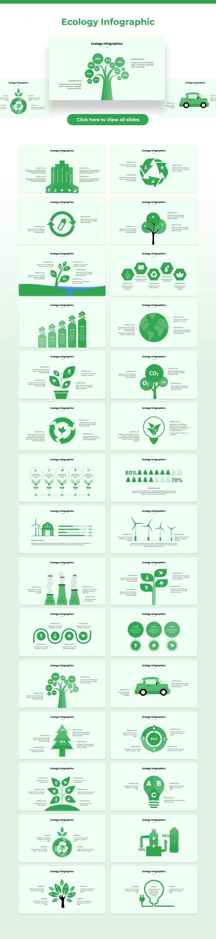 There is ecological infographic in green color with many elements.