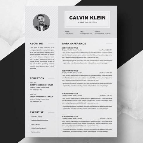 01 Clean Professional Creative and Modern Resume CV Curriculum Vitae Design Template MS Word Apple Pages PSD.
