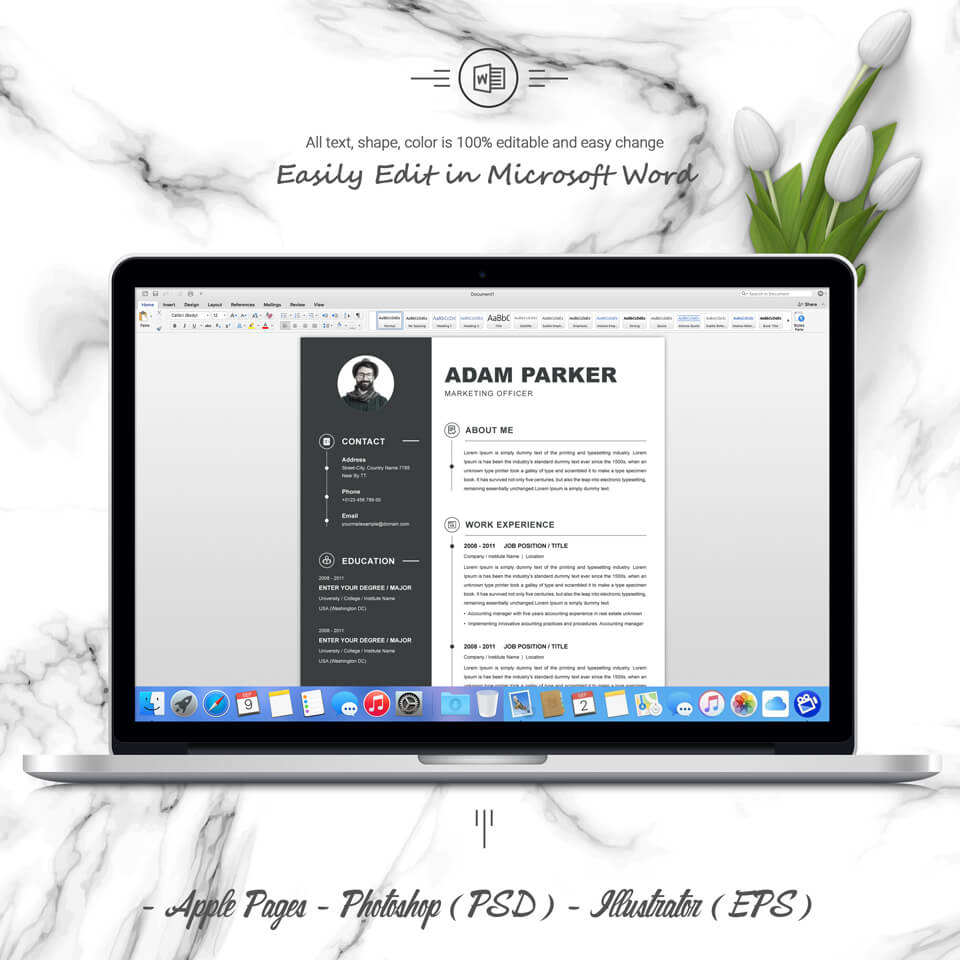 Desktop option of this template. Marketing Officer Resume Template.