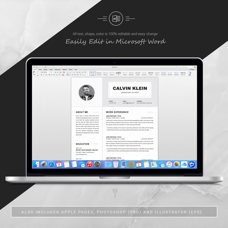 Desktop option of this template. Marketing Officer Resume Template.