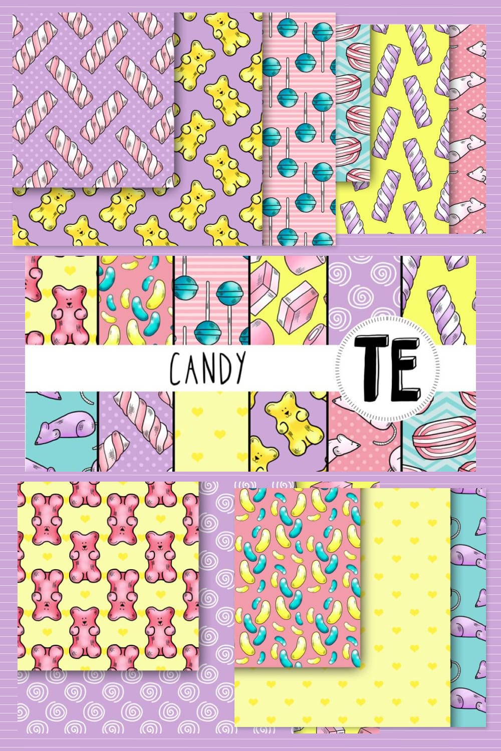 Sweet candy digital papers.