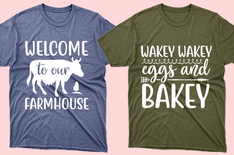 T-shirts with a picture of a cow and inscriptions about eggs.