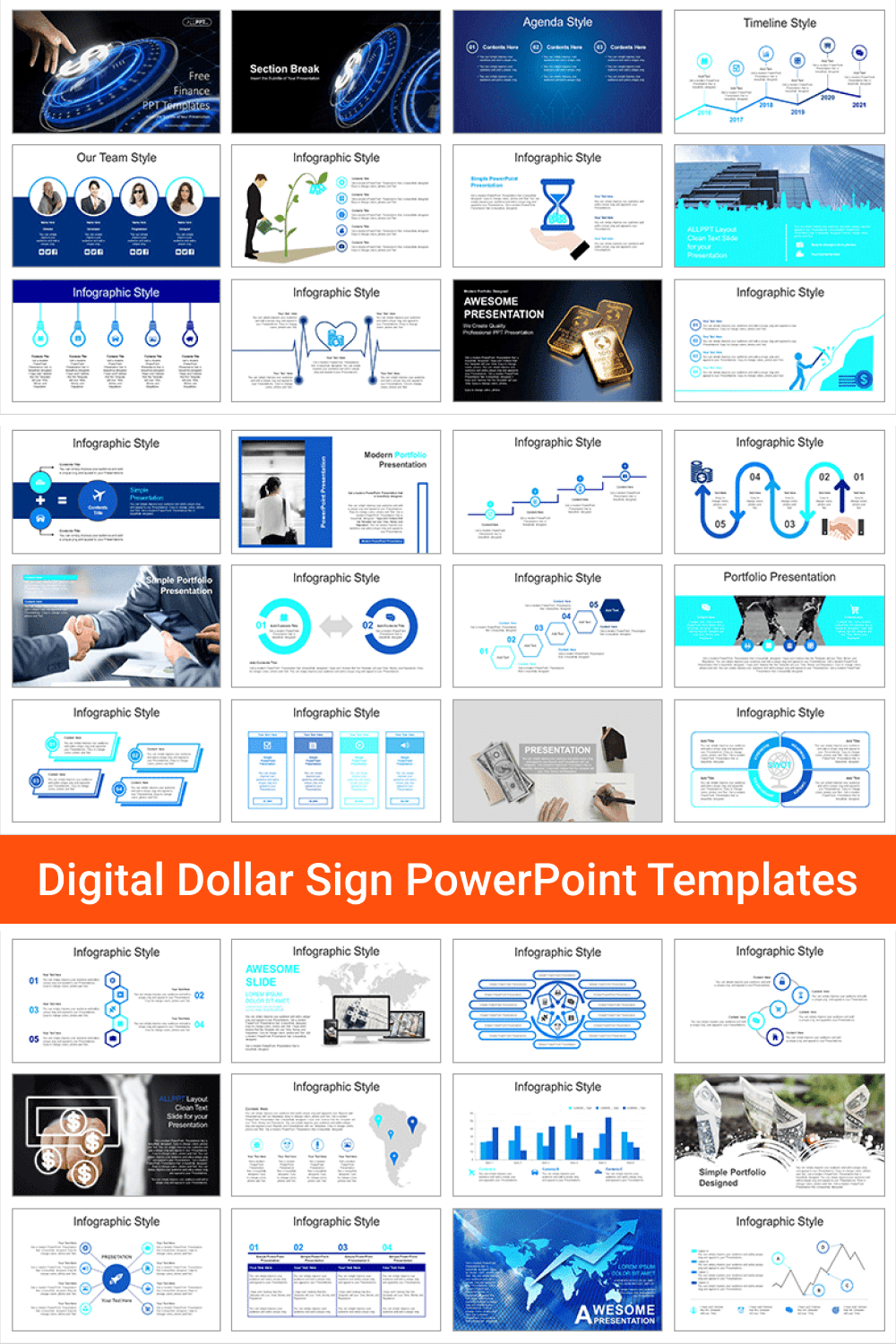 Digital Dollar Sign PowerPoint Templates.