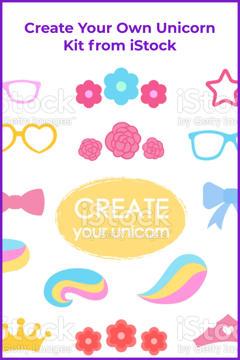 All attributes for creating a beautiful unicorn.